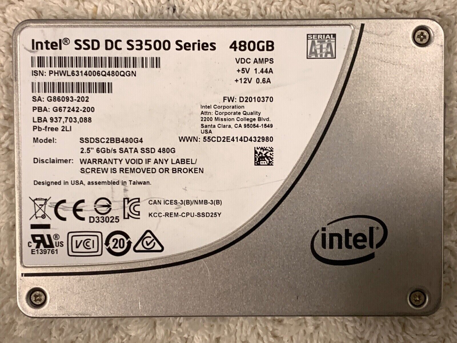 Intel 480GB Enterprise SSD in Bangladesh